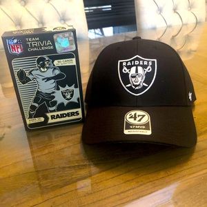 Las Vegas Raiders ‘47 MVP Adjustable Hat and Team Trivia Card Bonus Bundle